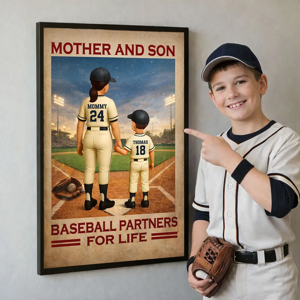 Mother And Son Baseball Partners For Life - Personalized Poster - Mother's Day Gift, Gift For Mom