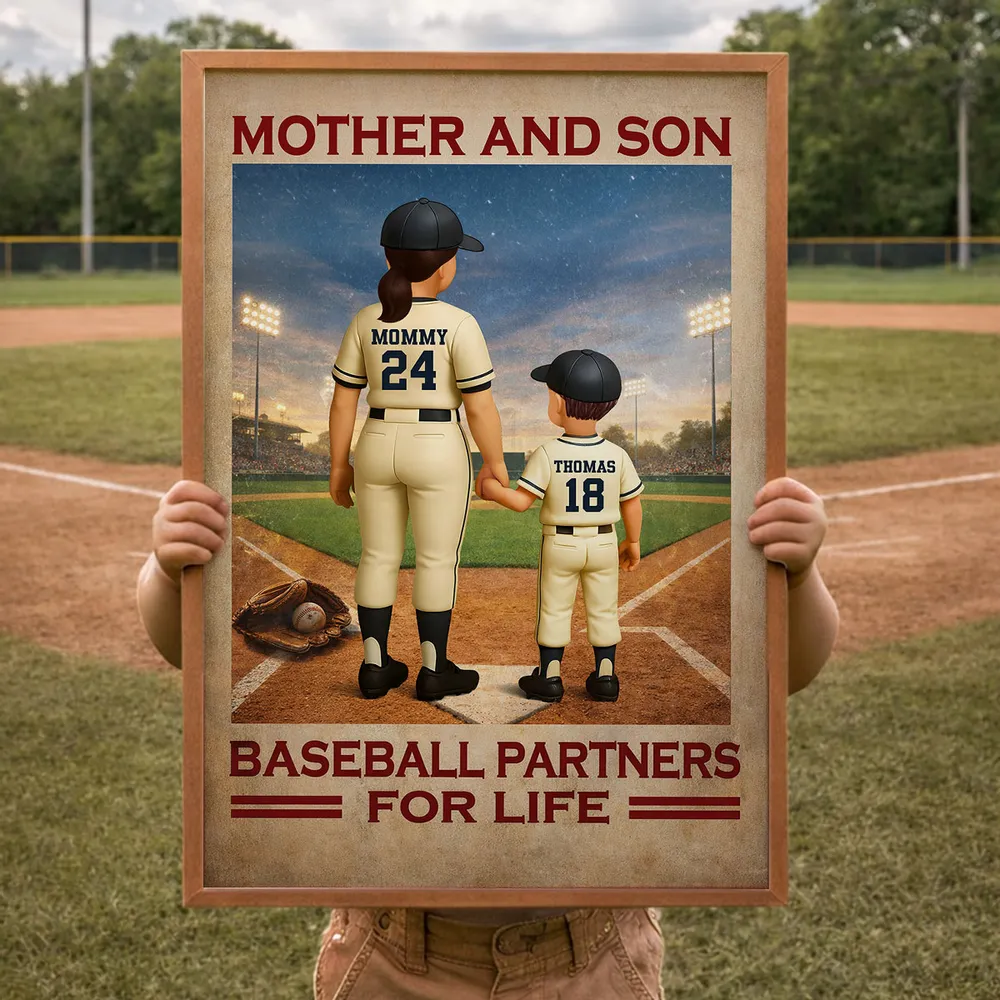 Mother And Son Baseball Partners For Life - Personalized Poster - Mother's Day Gift, Gift For Mom