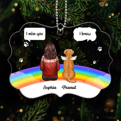 Dog Cat Memorial Rainbow Bridge Remembrance Keepsake Personalized Acrylic Ornament