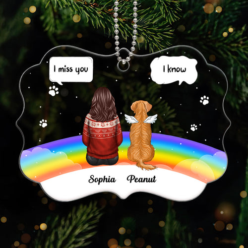 Dog Cat Memorial Rainbow Bridge Remembrance Keepsake Personalized Acrylic Ornament