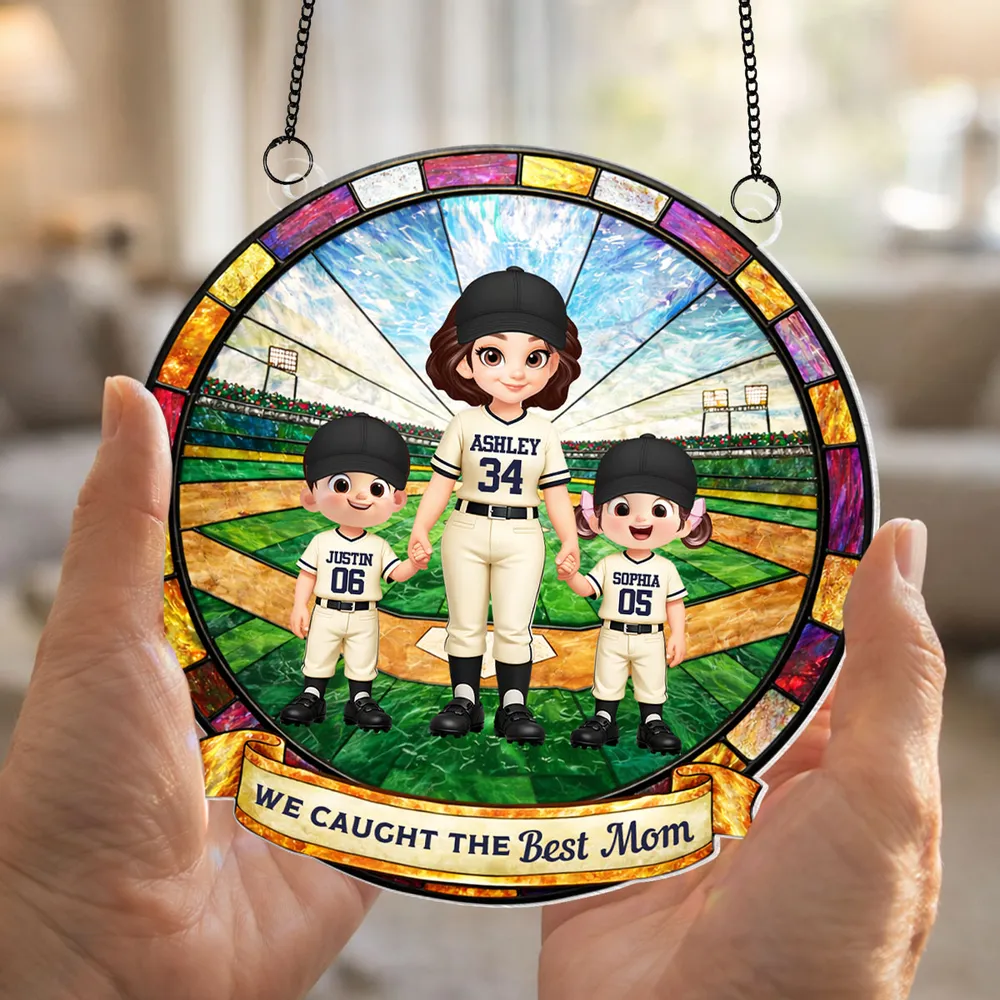 We Caught the Best Baseball Mom - Personalized Suncatcher - Sentimental Mother's Day Gift for Mom, Wife