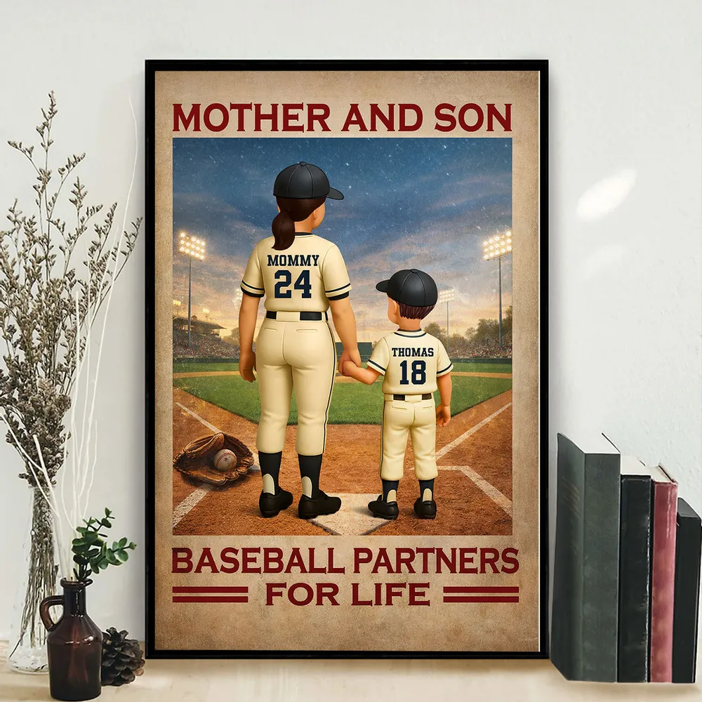 Mother And Son Baseball Partners For Life - Personalized Poster - Mother's Day Gift, Gift For Mom