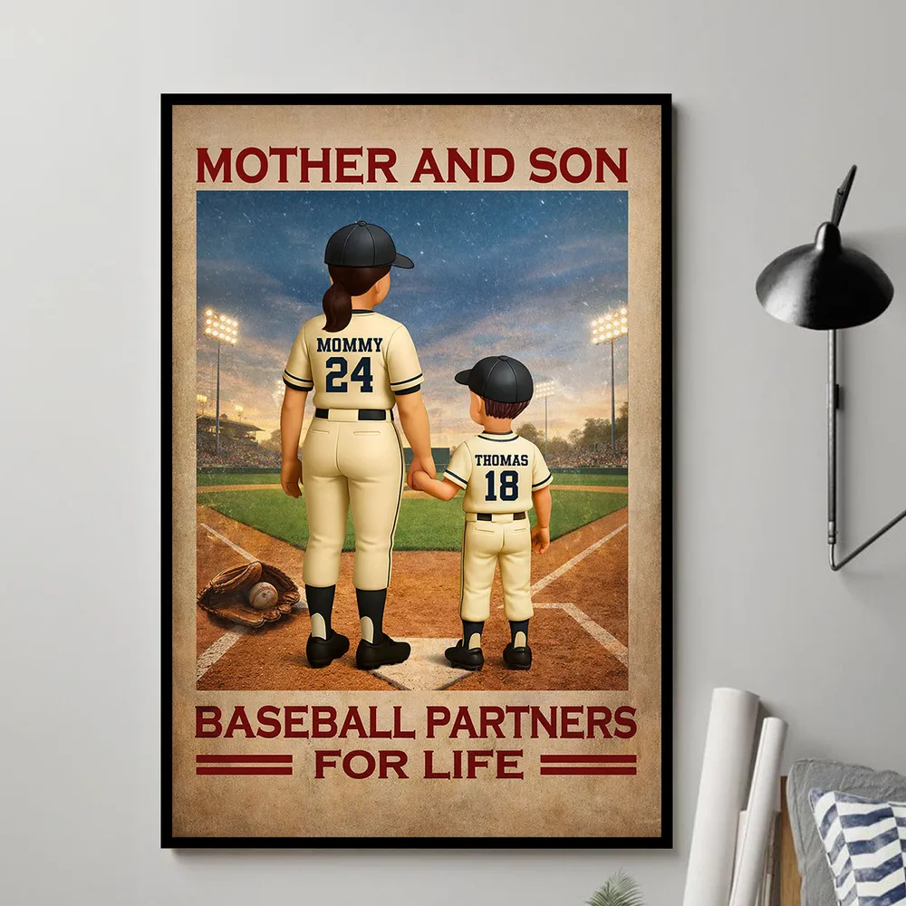Mother And Son Baseball Partners For Life - Personalized Poster - Mother's Day Gift, Gift For Mom