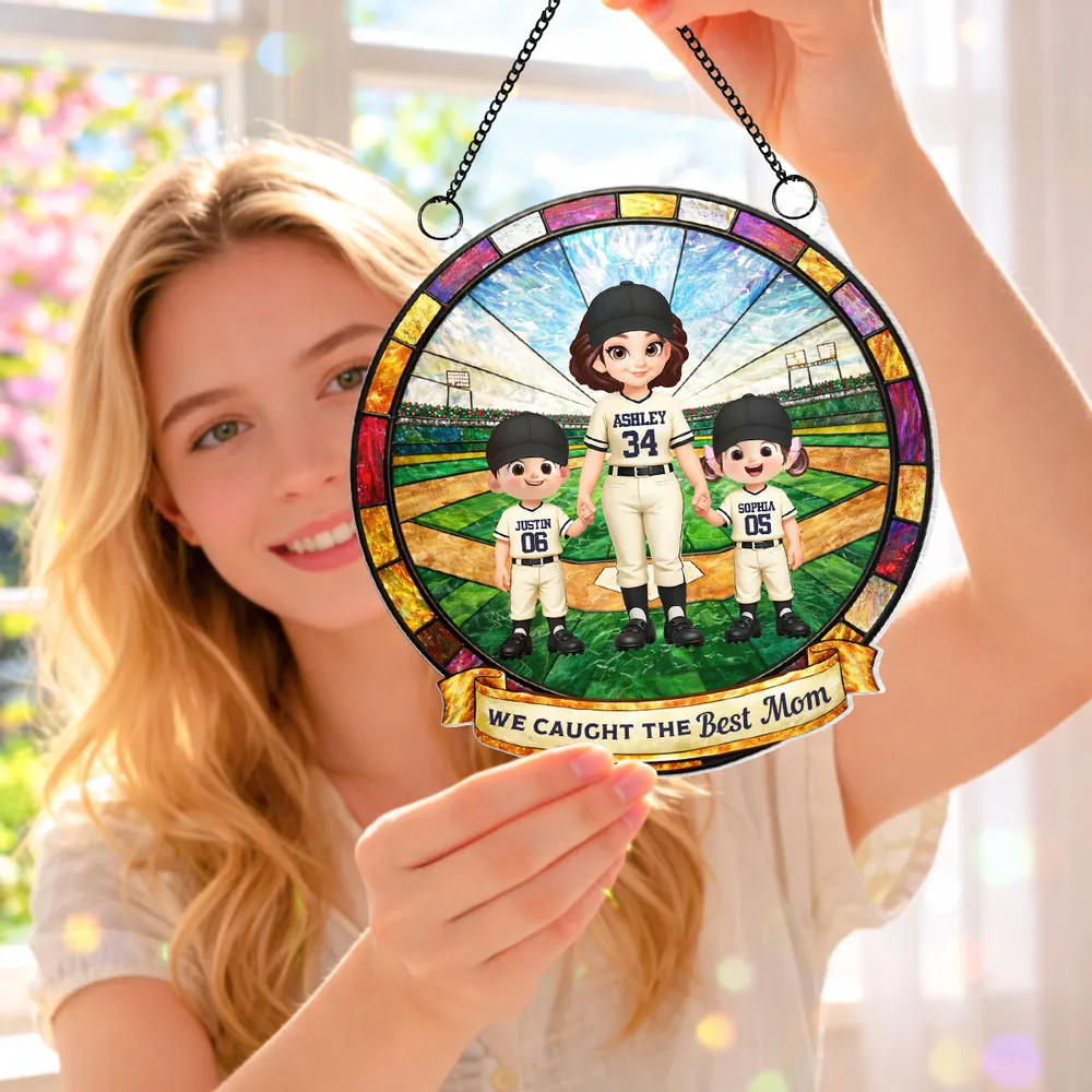 We Caught the Best Baseball Mom - Personalized Suncatcher - Sentimental Mother's Day Gift for Mom, Wife