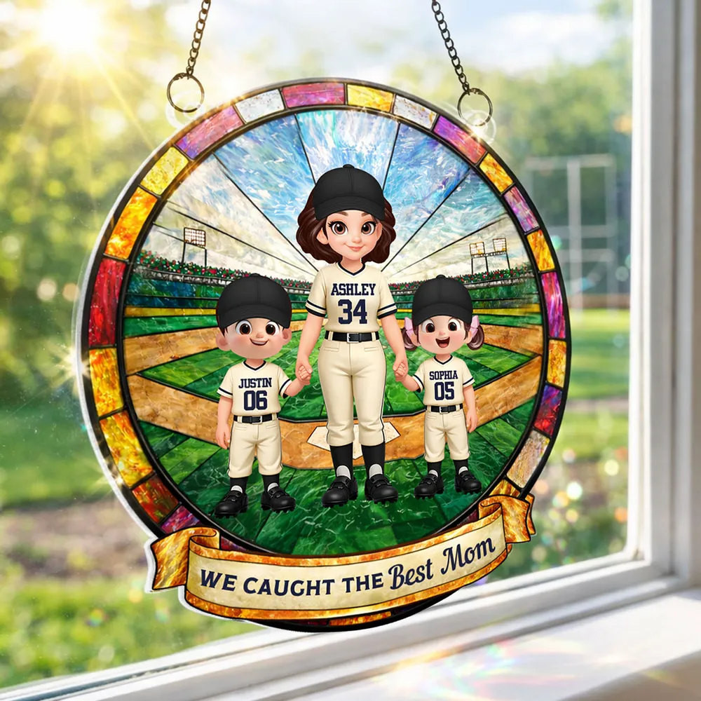 We Caught the Best Baseball Mom - Personalized Suncatcher - Sentimental Mother's Day Gift for Mom, Wife