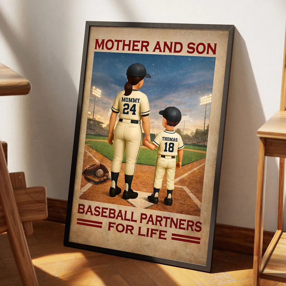 Mother And Son Baseball Partners For Life - Personalized Poster - Mother's Day Gift, Gift For Mom
