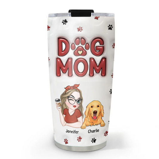 Lovely Dog Mom - Personalized Custom 3D Inflated Effect Tumbler