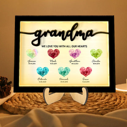 Birthstone Constellations Personalized 2-Layer Wooden Plaque With LED, Mother's Day Gift, Grandparents Day Gift, Gift for Her, Mom Gift, For Grandma