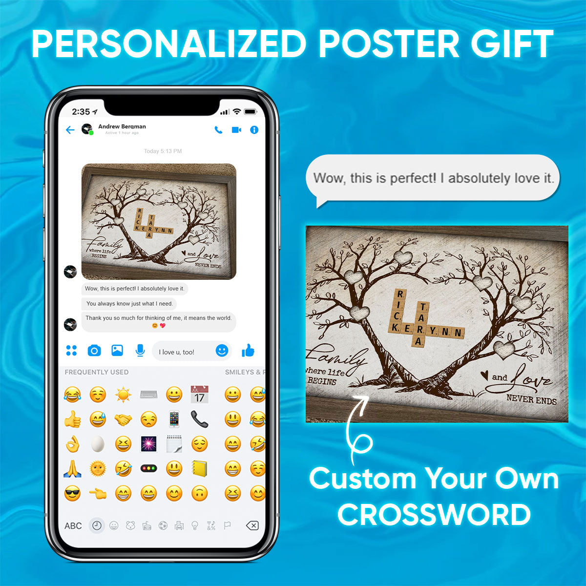 Family Heart Tree Crossword Puzzle - Created In A Moment, Treasured Forever Personalized Poster, Perfect 2025  Gift For Family, For Husband, Wife