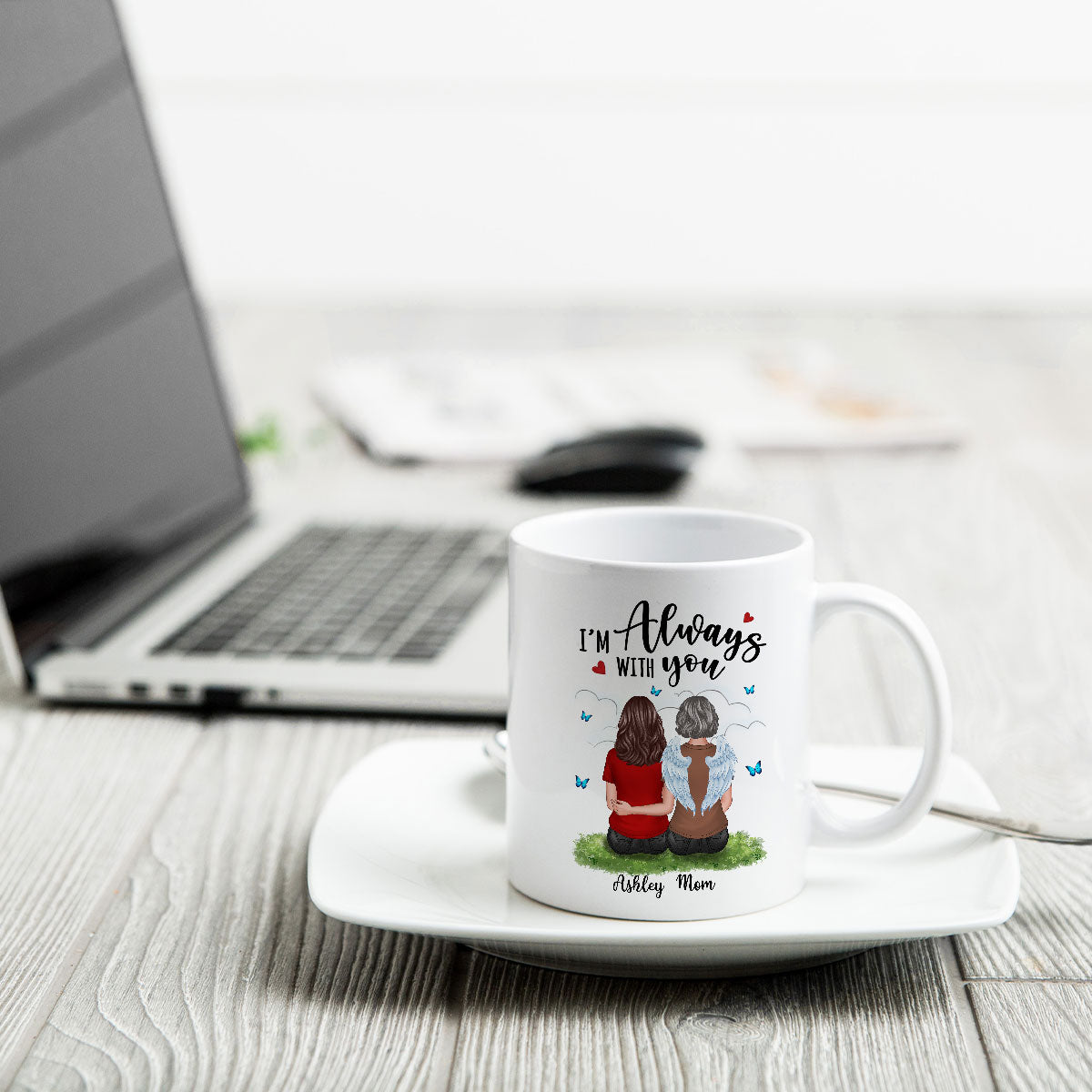 Always With You Dad Son Mom Daughter Butterflies Memorial Personalized Mug