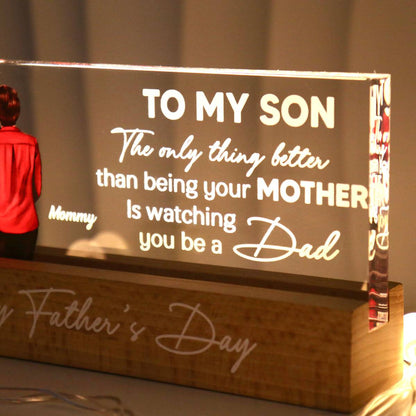 From Mom To Son Personalized LED Night Light, Heartfelt Gift For Son