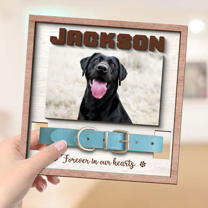 Pet Loss Pet Memorial Remembrance Gift Pet Collar Keepsake Photo Inserted Personalized Wooden Pet Collar Holder