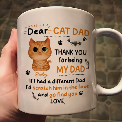Watercolor Cute Cats Dear Cat Dad Thank You Gift For Cat Dad Cat Lovers Personalized Mug