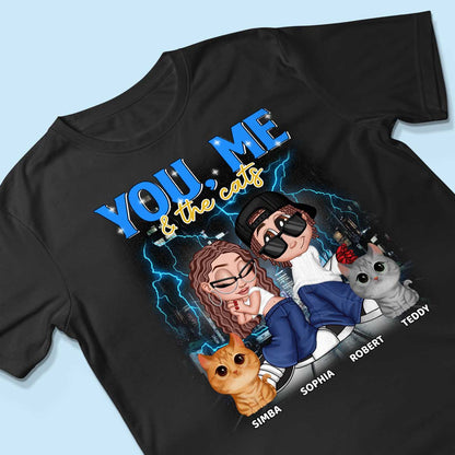Y2K Couple And Cats Bootleg Personalized Shirt