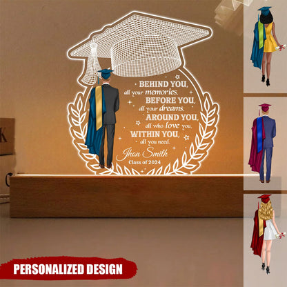 Behind You All Your Memories Graduation Gift Personalized Custom Shape Warm LED Night Light