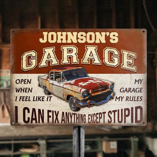 Garage Sign - Garage I Can Fix Anything - Personalized Metal Sign (LH) - The Next Custom Gift