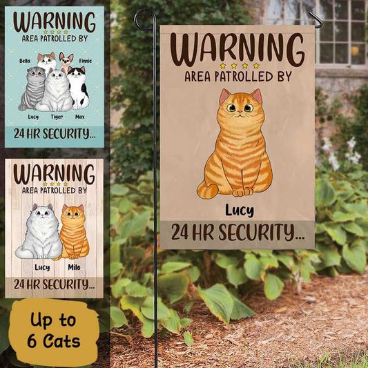 Warning Area Patrolled By Cats Personalized Garden Flag
