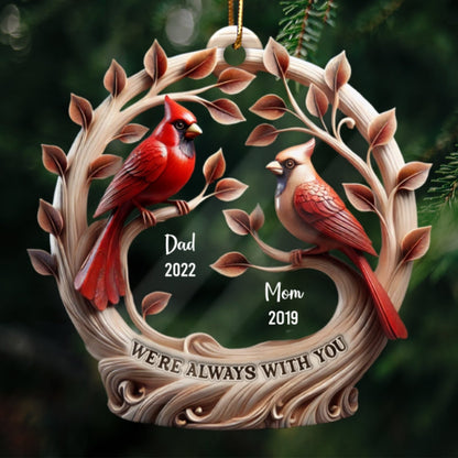 We're Always With You Cardinals On Tree 3D Effect Personalized Acrylic Ornament