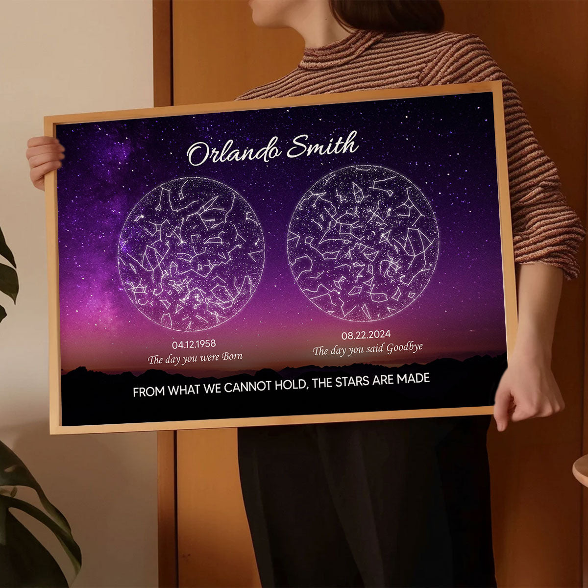 Lost Loved One Star Map Art Memorial Sympathy Gift Personalized Poster, Custom By Location And Date