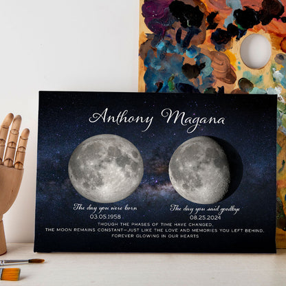Lost Loved One Moon Phase Art Memorial Sympathy Gift Personalized Canvas