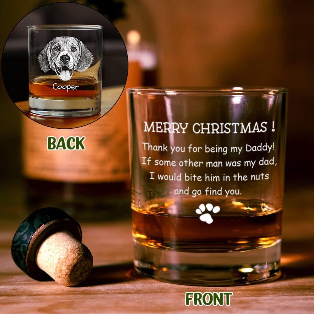 GeckoCustom Custom Photo Thank You For Being My Daddy Christmas Gift For Dog Lover Rock Glass TH10 TA29 890807