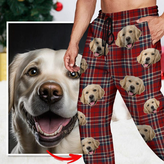 GeckoCustom Custom Portrait Photo Dog Cat Sweatpants With Christmas Pattern For Men and Women's N369 888742