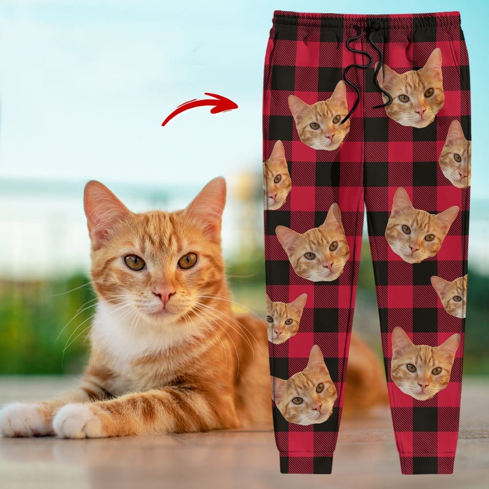 GeckoCustom Custom Portrait Photo Dog Cat Sweatpants With Christmas Pattern For Men and Women's N369 888742