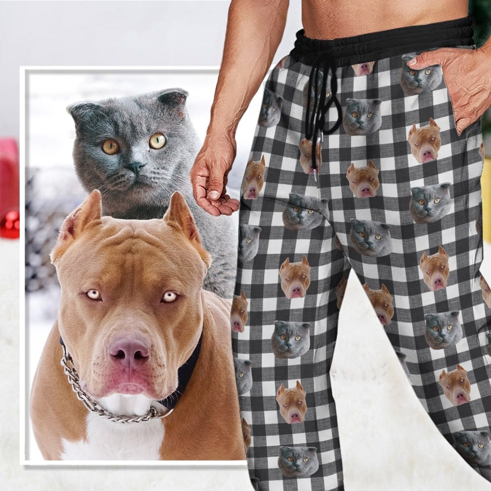 GeckoCustom Sweatpants Custom Photo Dog Cat With Christmas Pattern  N369 888993