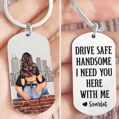 Drive Safe - Personalized Engraved Stainless Steel Keychain