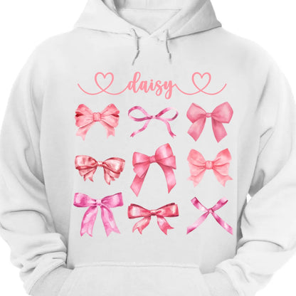 Girls - Coquette Pink Bow - Personalized Unisex T - Shirt (LH) - The Next Custom Gift