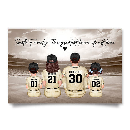 Retro Baseball Family Sitting Personalized Poster