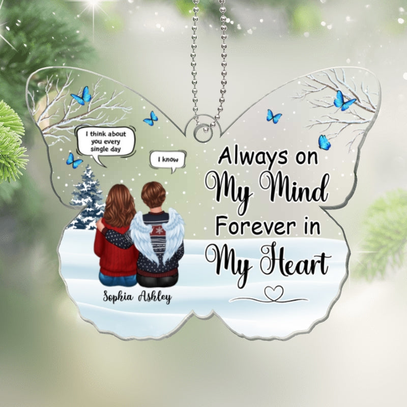 Family Memorial Conversation Butterfly Shape Personalized Acrylic Ornament