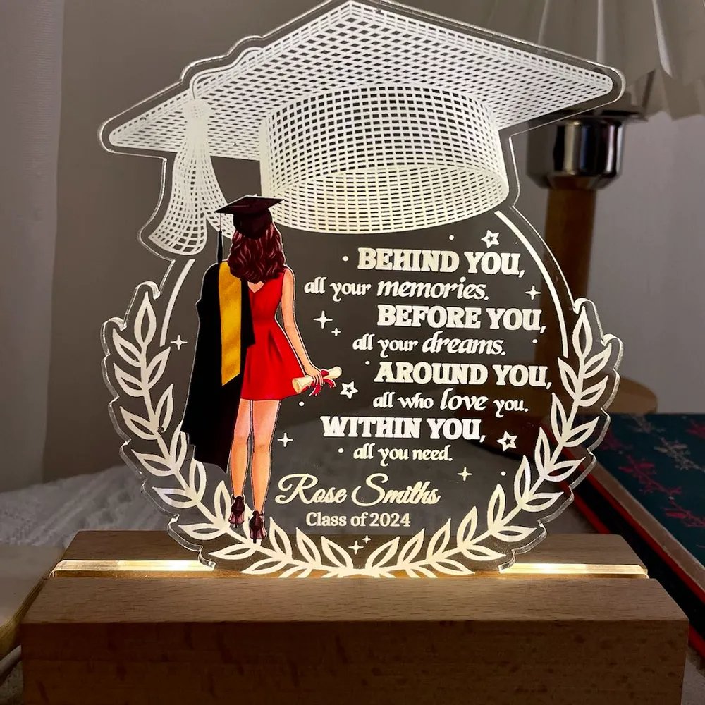 Graduation - Behind You All Your Memories - Personalized Shape Warm LED Night Light - The Next Custom Gift