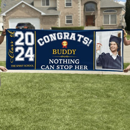Graduation - Congrats Class of 2024 With Custom Image - Personalized Graduation Banner - The Next Custom Gift