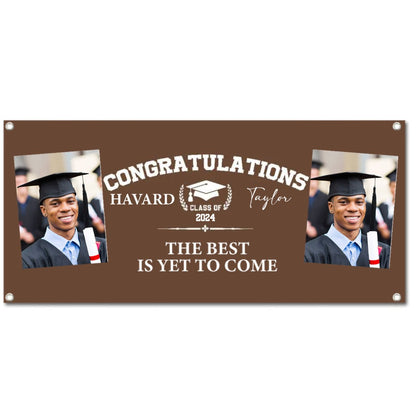 Graduation - Custom Graduation Banner with 2 Pictures - Personalized Graduation Banner - The Next Custom Gift
