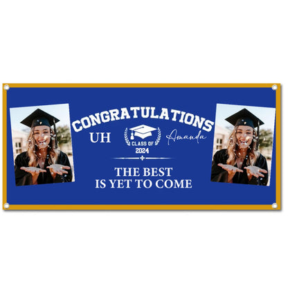 Graduation - Custom Graduation Banner with 2 Pictures - Personalized Graduation Banner - The Next Custom Gift