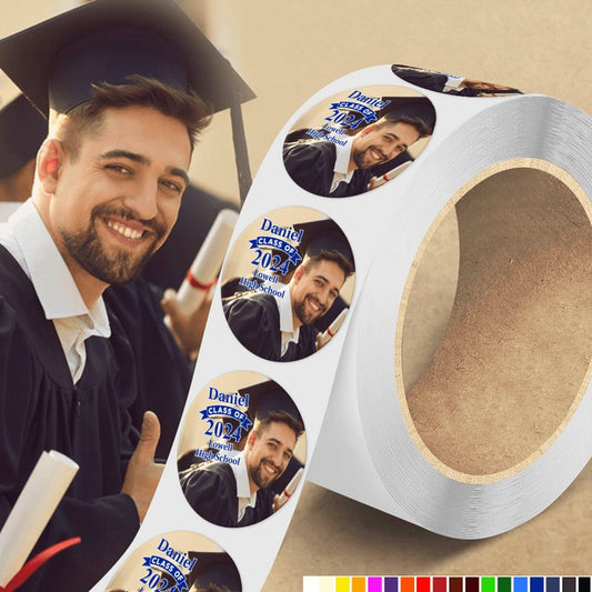 Graduation - Custom Photo Class Of 2024 Congrats Graduation - Personalized Roll Sticker - The Next Custom Gift