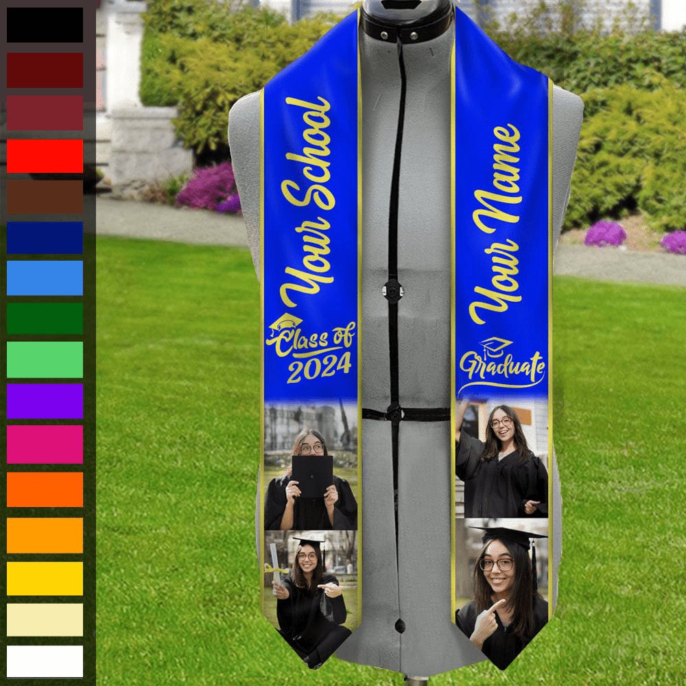 Graduation - Custom Photo Class of 2024 - Personalized Stoles Sash For Graduation Day - The Next Custom Gift