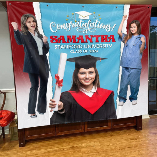 Graduation - Custom Photo Congratulations Graduation - Personalized Graduation Backdrop - The Next Custom Gift