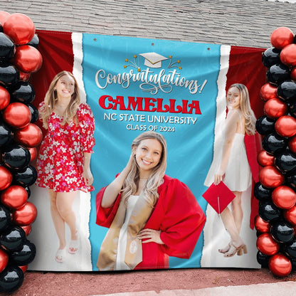 Graduation - Custom Photo Congratulations Graduation - Personalized Graduation Backdrop - The Next Custom Gift