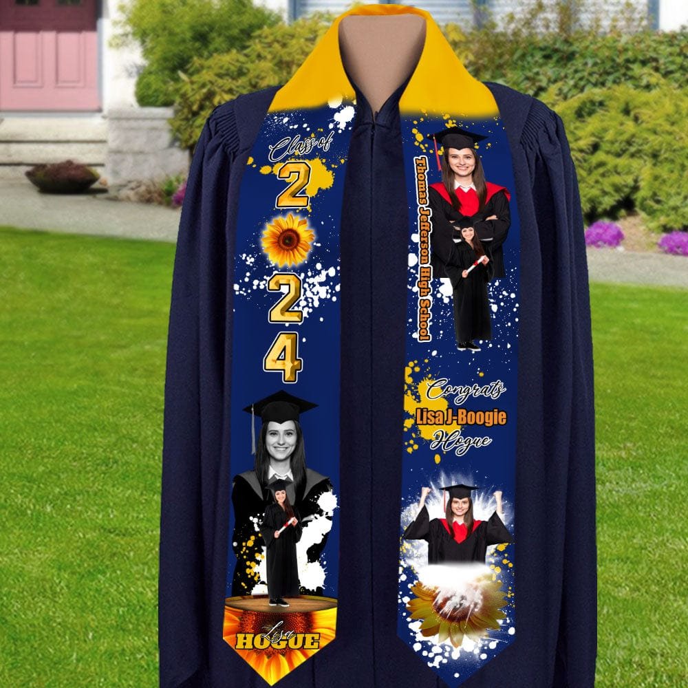 Graduation - Custom Portrait Photo Class Of 2024 With Sporty Style Graduation - Personalized Stoles Sash For Graduation Day (HB) - The Next Custom Gift