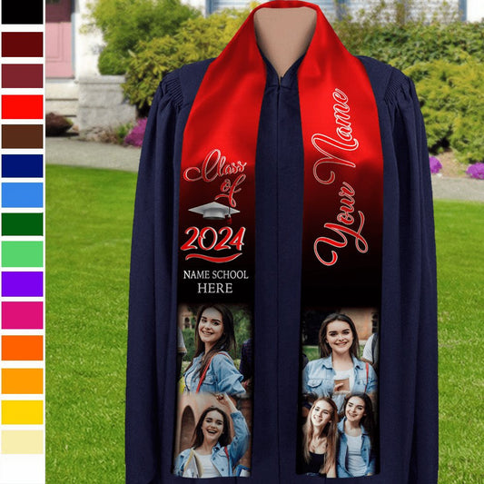 Graduation Gift - Custom Photo Class of 2024 Stoles Sash - Personalized Stoles Sash For Graduation Day (HB) - The Next Custom Gift