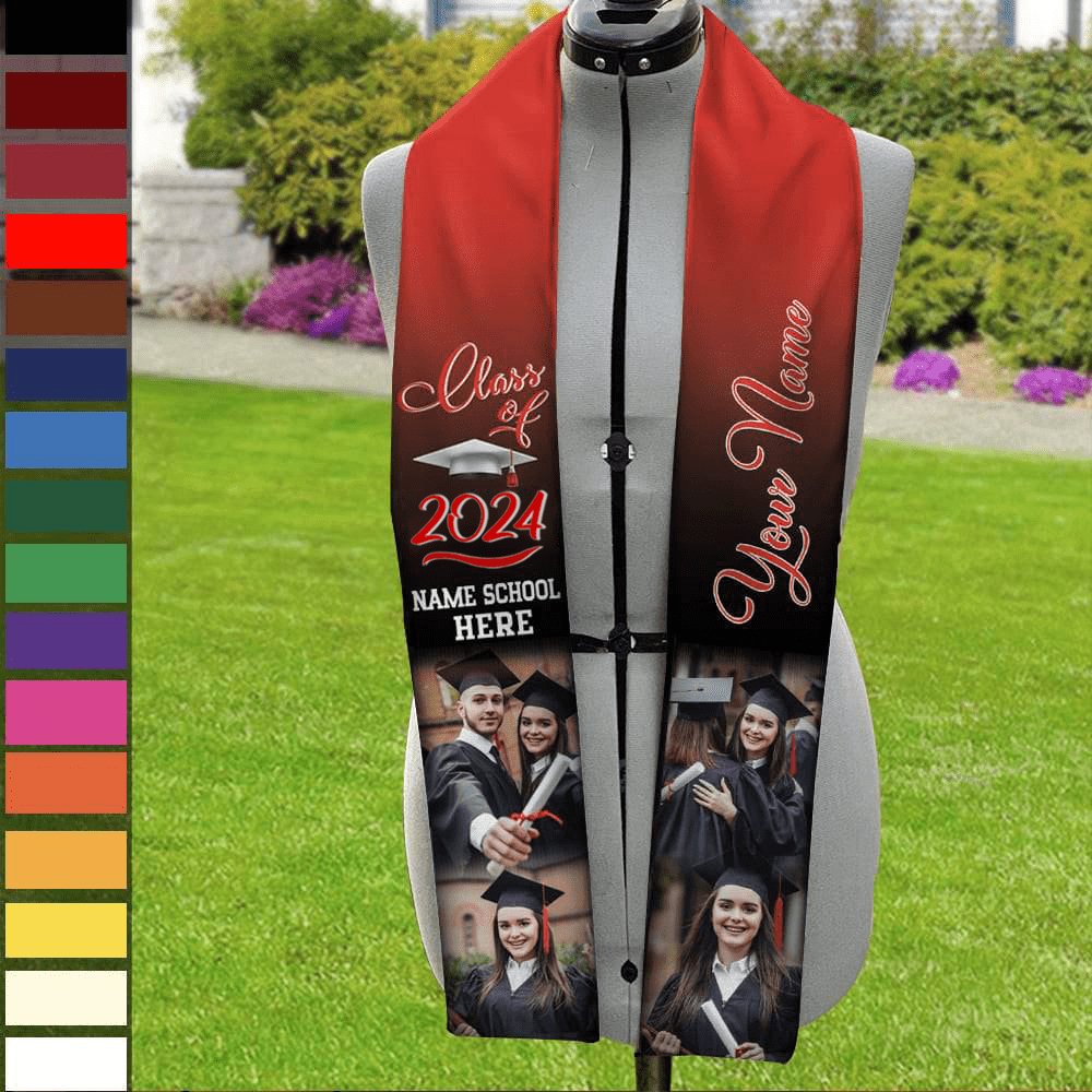 Graduation Gift - Custom Photo Class of 2024 Stoles Sash - Personalized Stoles Sash For Graduation Day (HB) - The Next Custom Gift