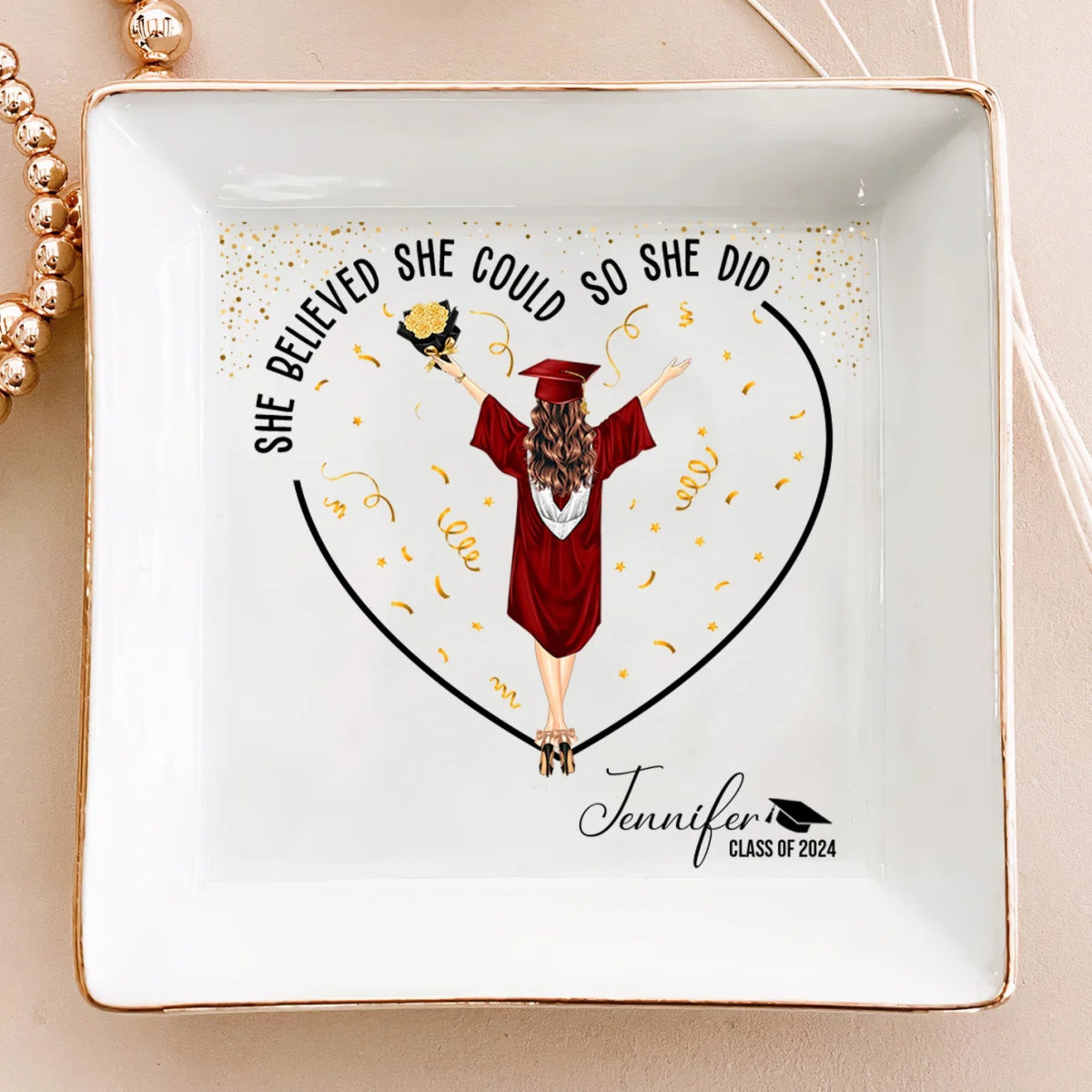 Graduation Gifts She Believed She Could So She Did - Personalized Jewelry Dish - The Next Custom Gift