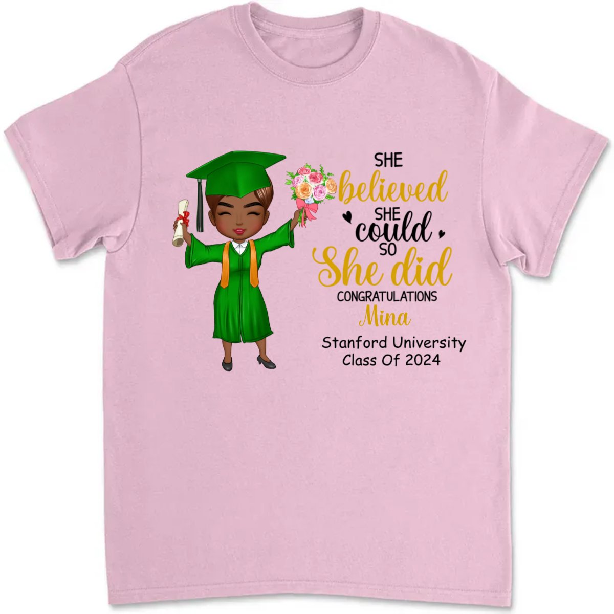 Graduation - She Believed She Could So She Did Congratulations - Personalized Tshirt - The Next Custom Gift
