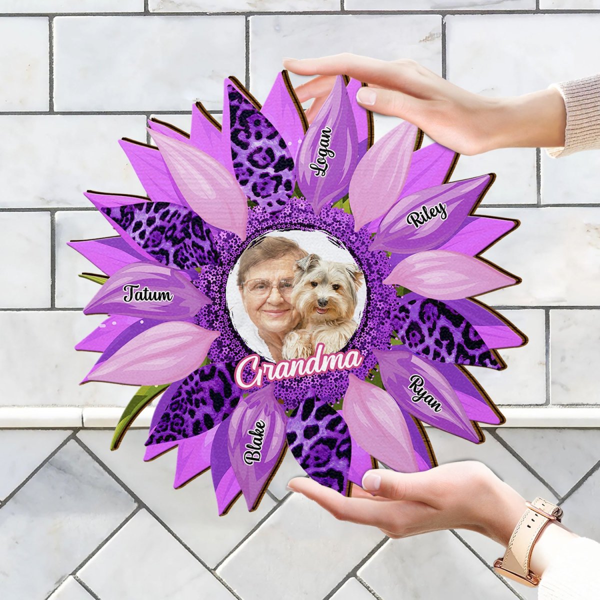 Grandma - Custom Photo Nana Sunflower - Personalized Wood Sign - The Next Custom Gift