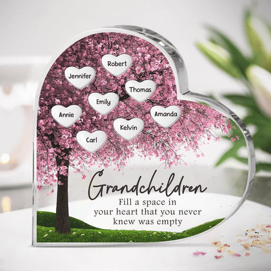 Grandma - Grandchildren Fill In A Space In Your Heart - Personalized Heart Acrylic Plaque - The Next Custom Gift