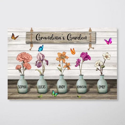 Grandma - Grandma's Garden Birth Month Flowers - Personalized Poster - The Next Custom Gift
