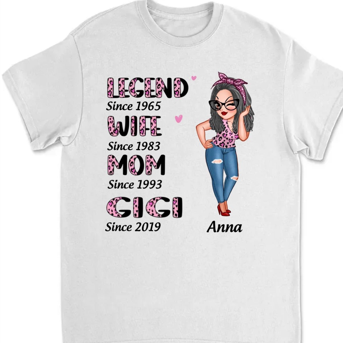 Grandma - Half Pink Leopard Sassy Legend Wife Mom Grandma - Personalized Shirt - The Next Custom Gift