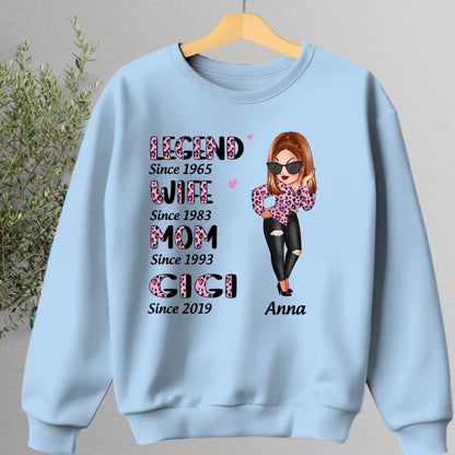 Grandma - Half Pink Leopard Sassy Legend Wife Mom Grandma - Personalized Shirt - The Next Custom Gift